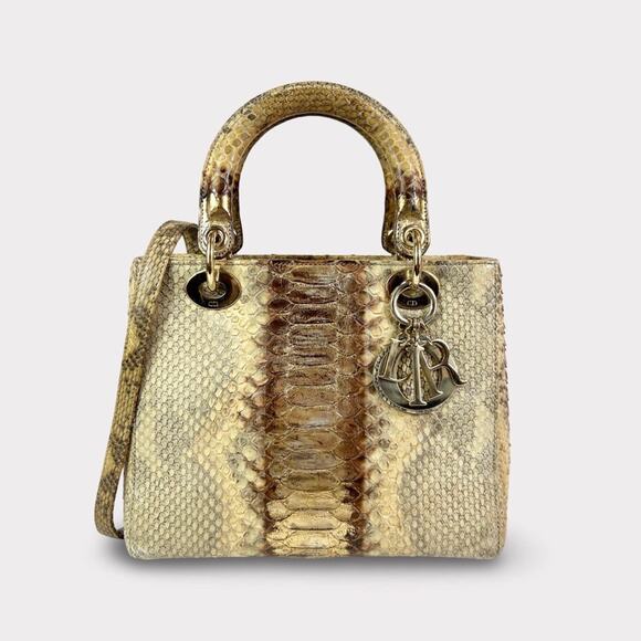 Dior Handbags - Christian Dior Metallic Snakeskin Medium Lady Dior Bag